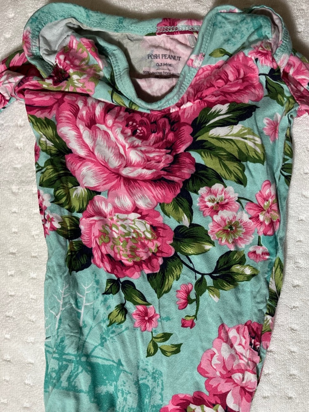 Posh Peanut knotted gown in green pink white floral print